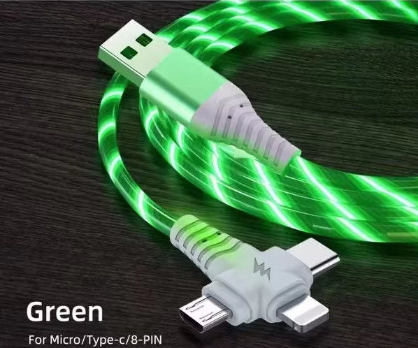Sıcak satış fabrika fiyatı 3 in 1 USB kablosu gece aydınlatmak ve tarih transfer ışıltı kablosu