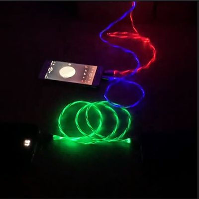 Hızlı Şarj Kablosu 3 IN 1 Tip C 3A LED Renkli Şarj USB Kablosu Yıldırım Yanıp Sönen Kablo